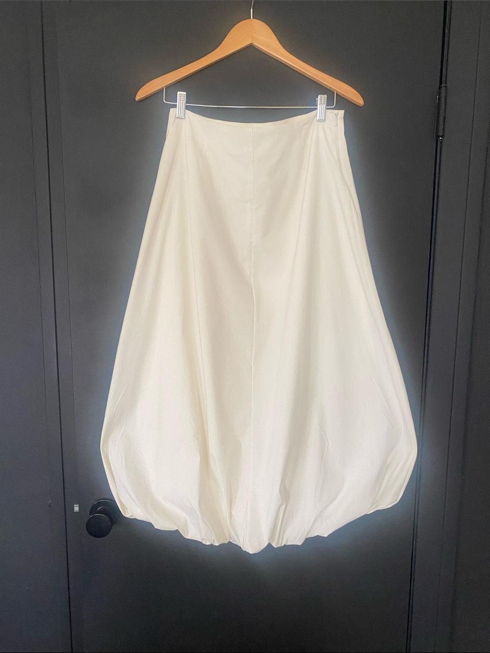 Mango Cream Bubble Hem Midi Skirt